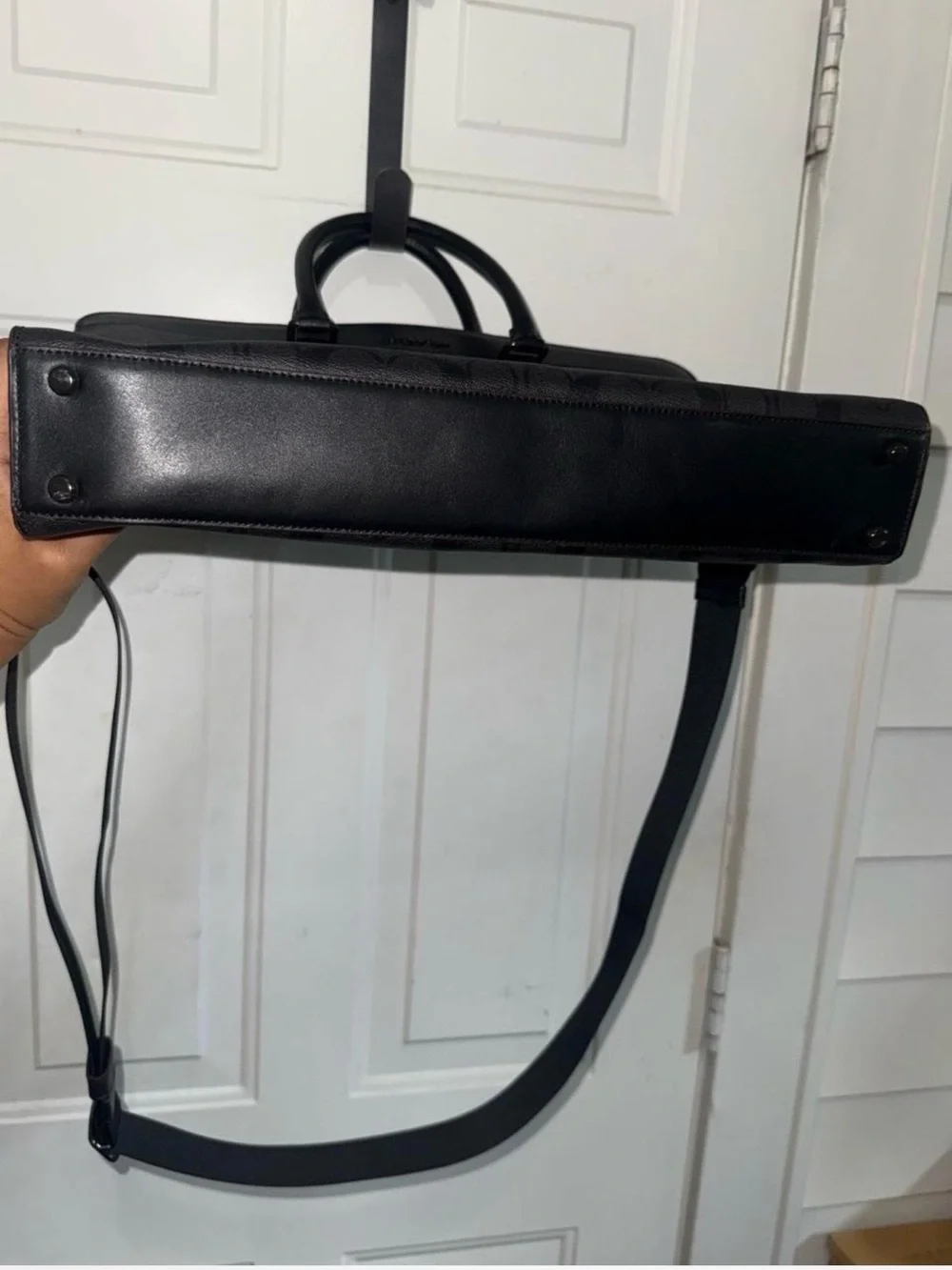 Authentic Coach Black Signature Laptop Briefcase with Shoulder Strap